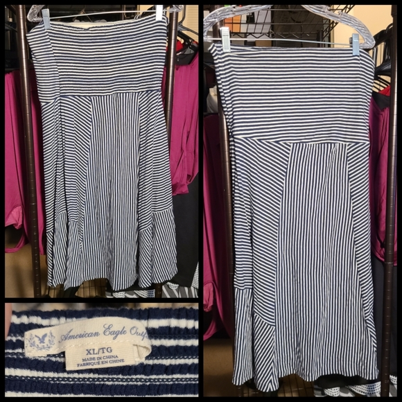 American Eagle Outfitters Tops - American Eagle XL navy and cream striped tube top